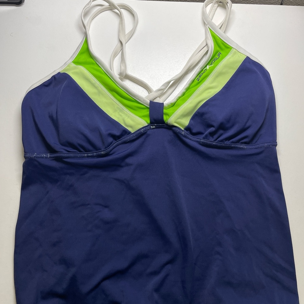 Speedo Women's Navy and Lime Bikini Top